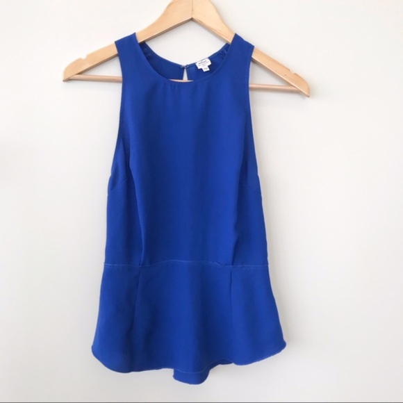 Aritzia Tops - Aritzia Wilfred Open Back Peplum Crepe Top in BLUE